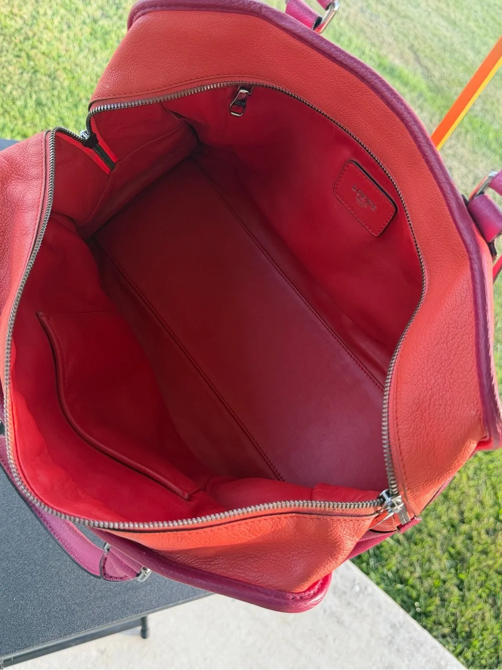 Loewe Two-Tone Pink and Orange Leather Satchel